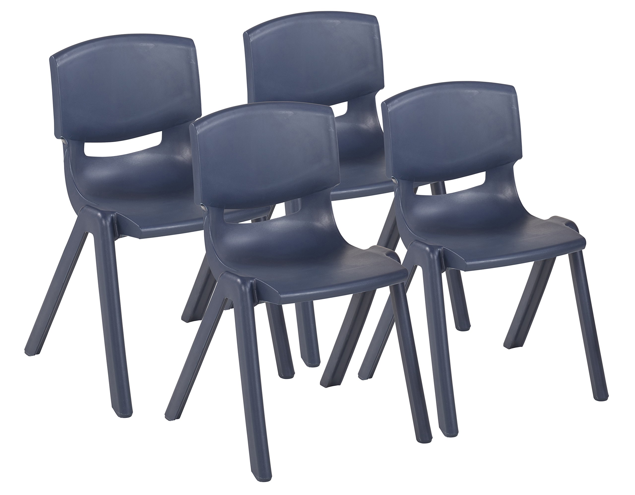 ECR4Kids School Stack Resin Chair - 4-Pack Navy Blue Plastic Stacking Chairs for Kids, 18