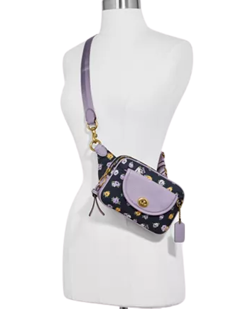 Coach Floral Print Nylon Belt Bag for Women | Crossbody Fanny Pack | Perfect for Travel, Shopping & Outdoor Activities