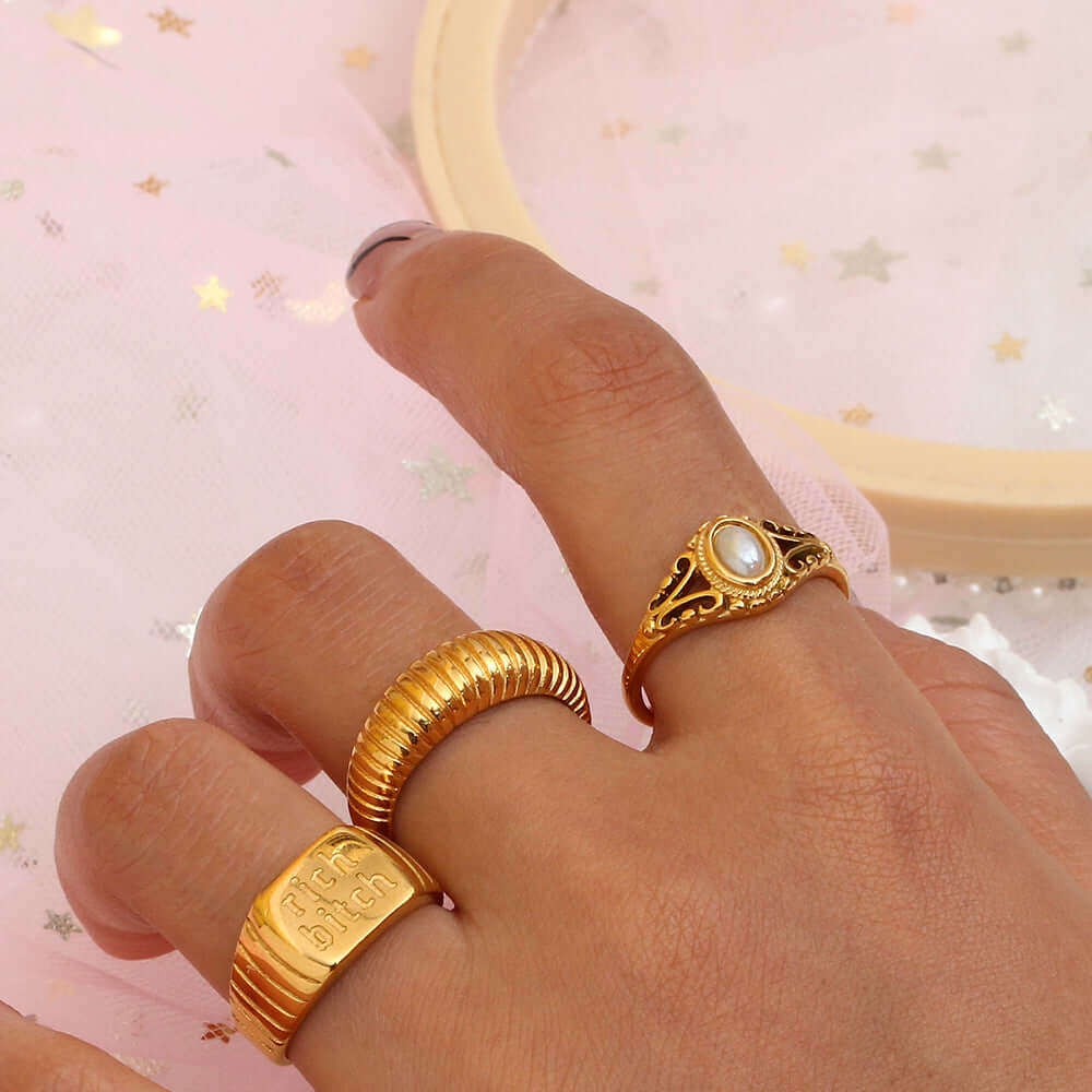 Vintage Filigree Pearl Ring - Elegant Antique Style Jewelry for Women | R4442 | Perfect for Weddings, Anniversaries & Special Occasions