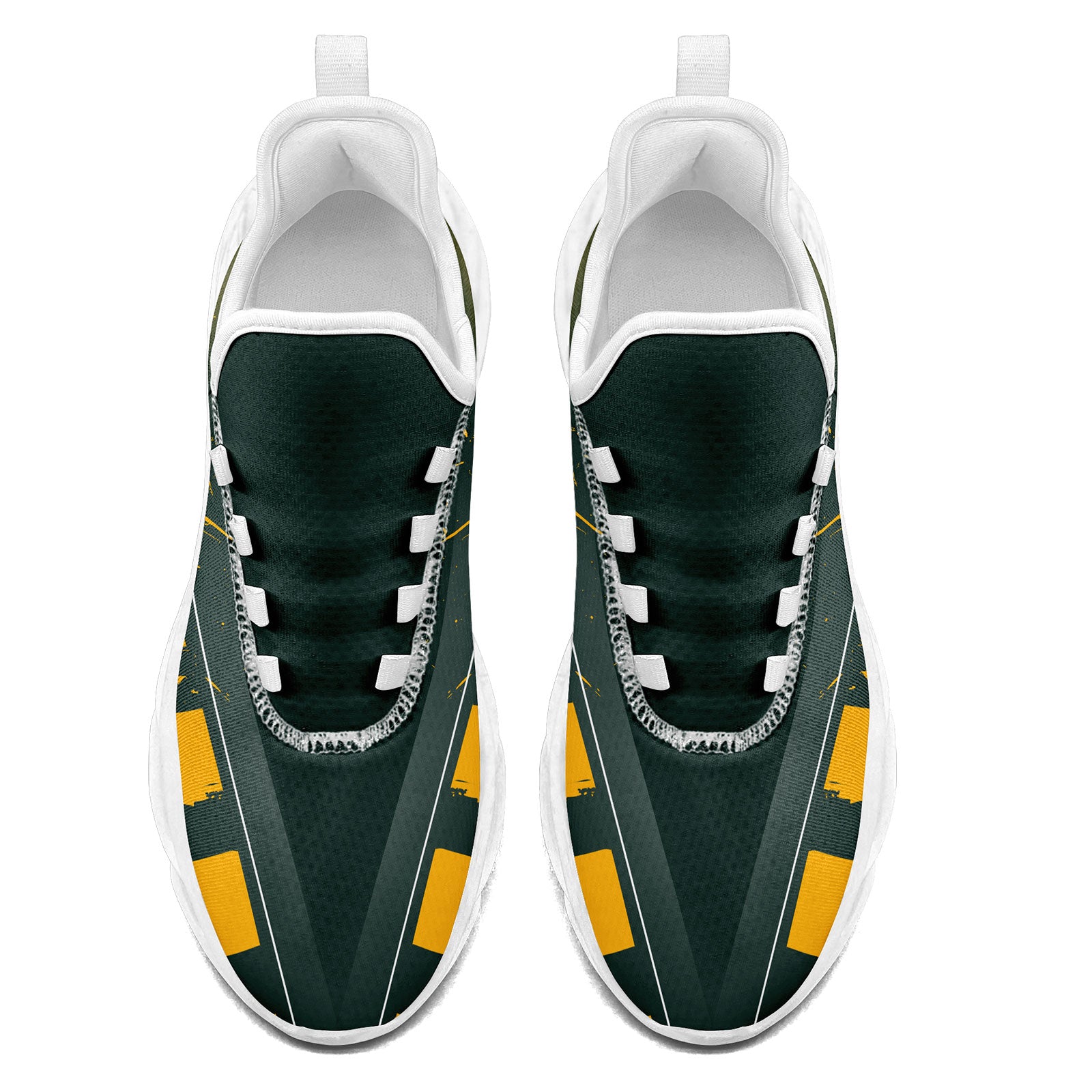 Custom Green & Yellow Green Bay Packers MaxSoul Sneakers - Personalized Basketball Shoes FN003 D020260 Size 13 for Men - Perfect for Game Day & Fan Gear Collection