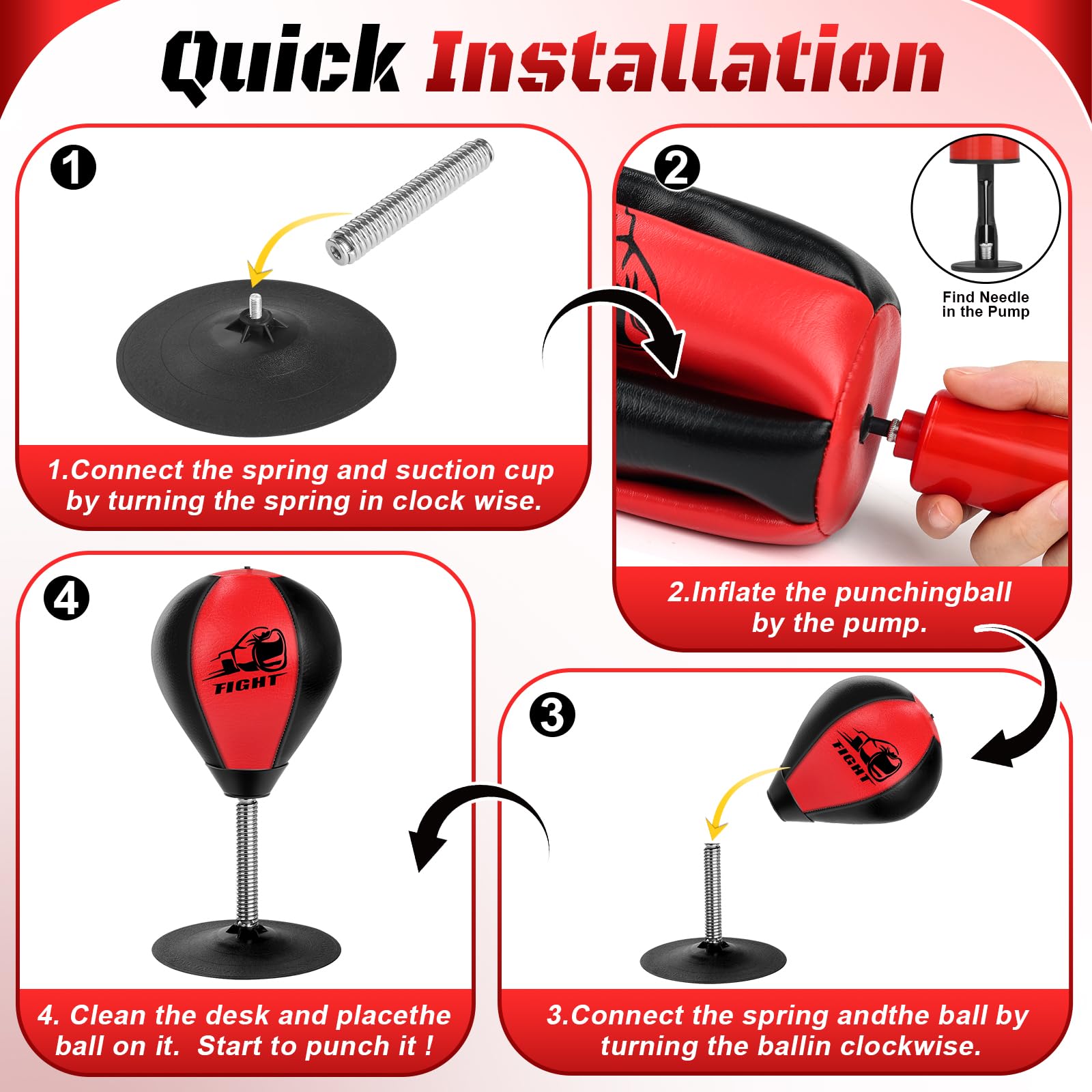 Desktop Punching Bag for Stress Relief - Boxing Speed Ball with Super Suction Cup for Office Desk - Perfect Christmas & Thanksgiving Gift for Boss, Coworkers - Great for Office Stress Relief & Quick Workout Breaks