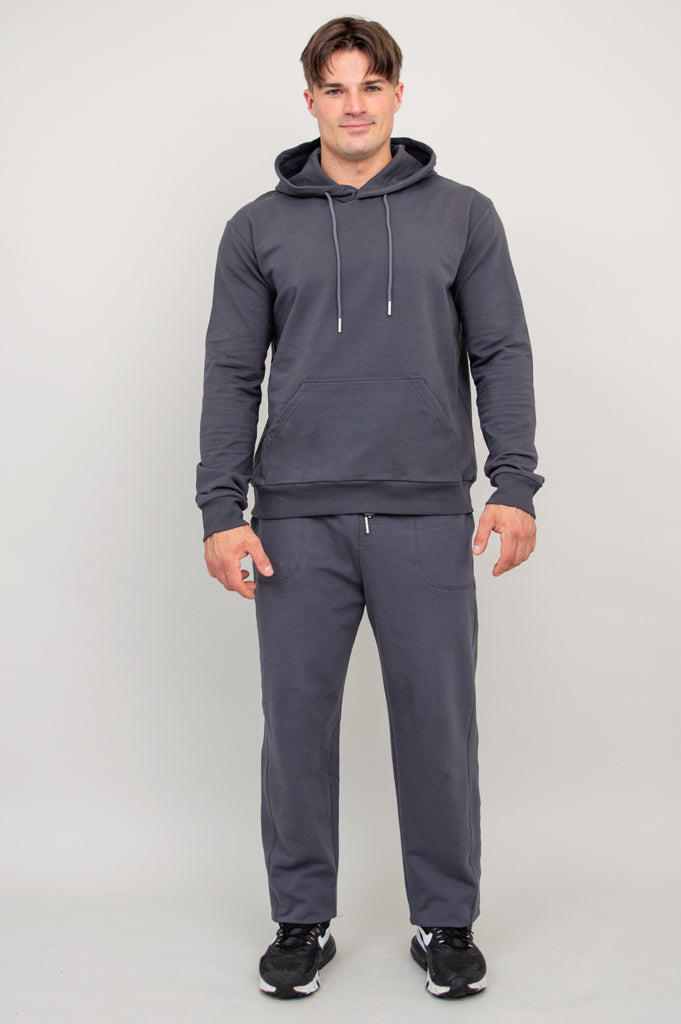 JoeJoe Men's Cotton Hoodie - Soft & Comfortable Charcoal Pullover Sweatshirt for Casual Wear & Outdoor Activities