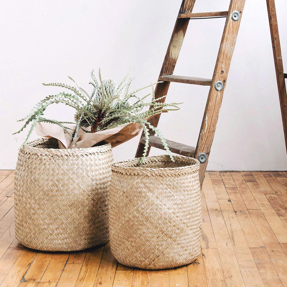 Handwoven Natural Fiber Floor Basket - Stylish Storage for Blankets, Toys & Home Decor - Perfect for Living Room, Bedroom & Nursery Organization