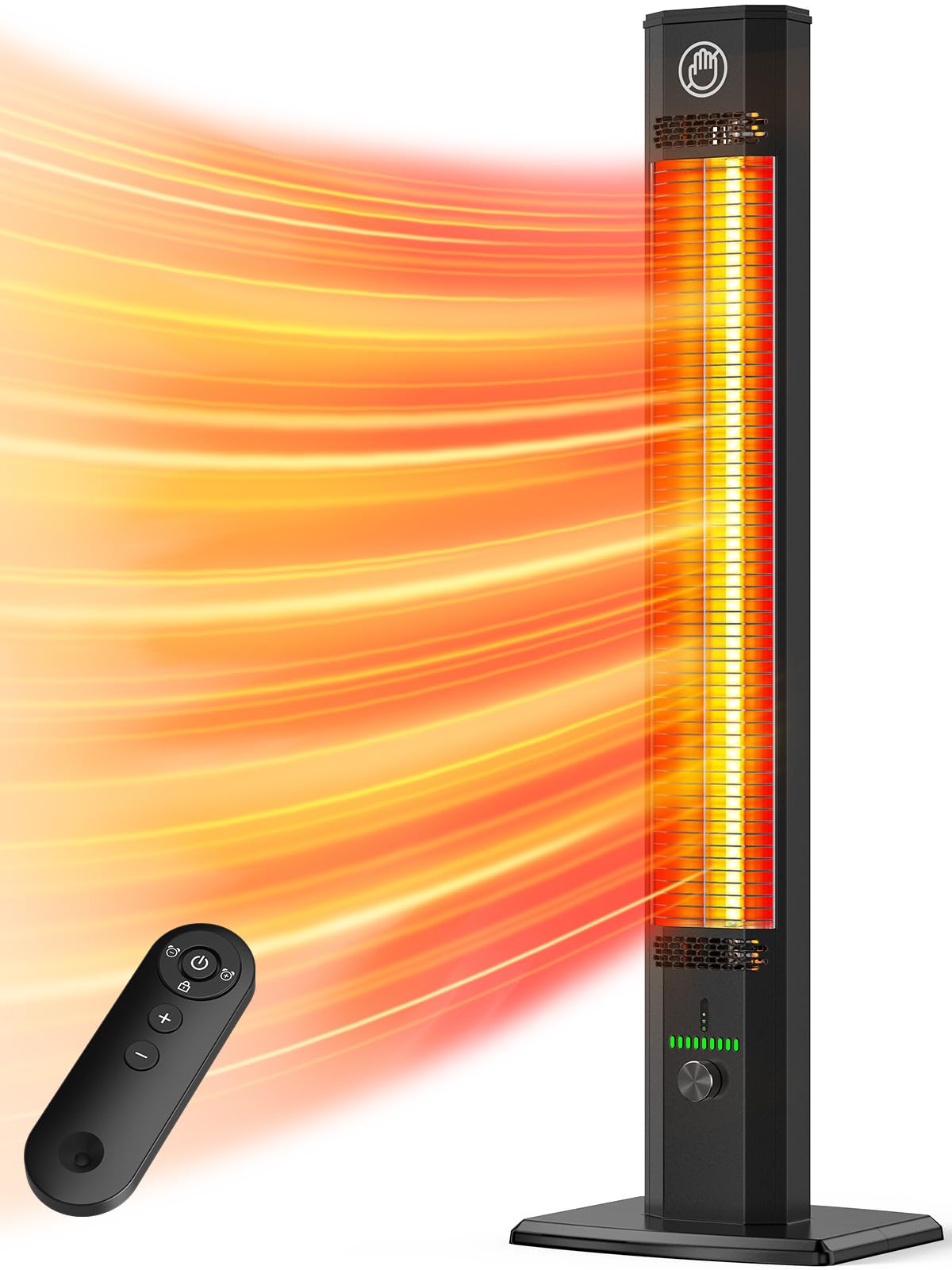 BALKO 42 Inch Outdoor Infrared Heater with 9 Heat Levels & 540 Min Timer - 1500W Patio Heater with Child Safety Lock, IP65 Waterproof, Tip-Over & Overheat Protection - Perfect for Garage, Deck, Backyard, and Indoor Use
