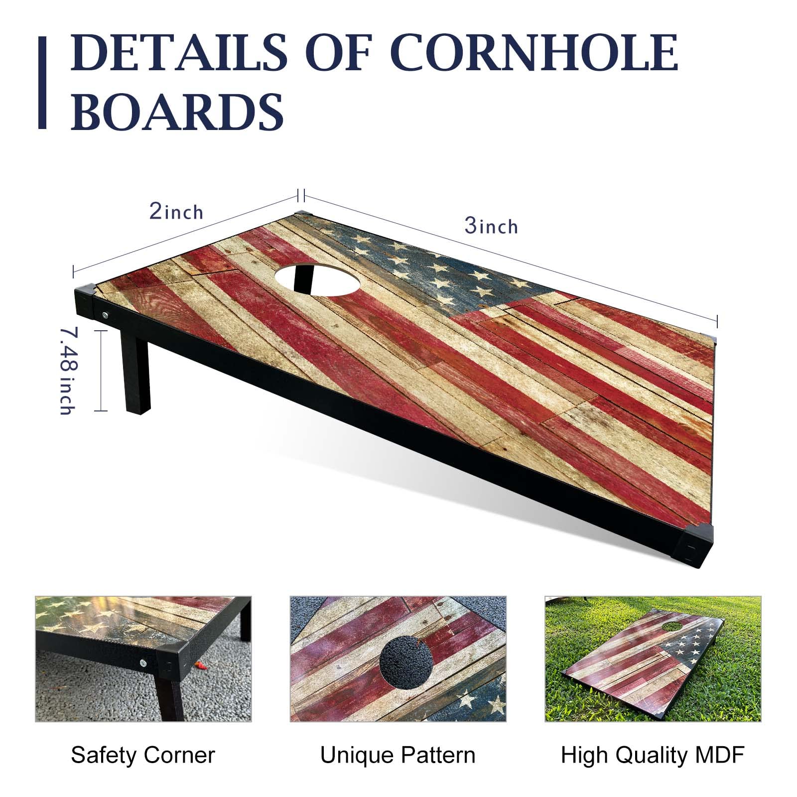 Premium Cornhole Set Outdoor Game - 3ft x 2ft Cornhole Boards with 8 Bean Bags & Carry Bag | Backyard, Beach, Camping, Tailgating & BBQ Party Games for Adults & Families