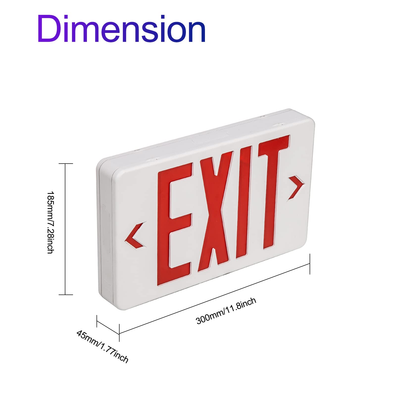 GZRUIYANG Red LED Exit Sign with Battery Backup - UL Listed Emergency Exit Light, AC 120/277V, Commercial Grade - 6 Pack for Office Buildings, Warehouses & Public Safety