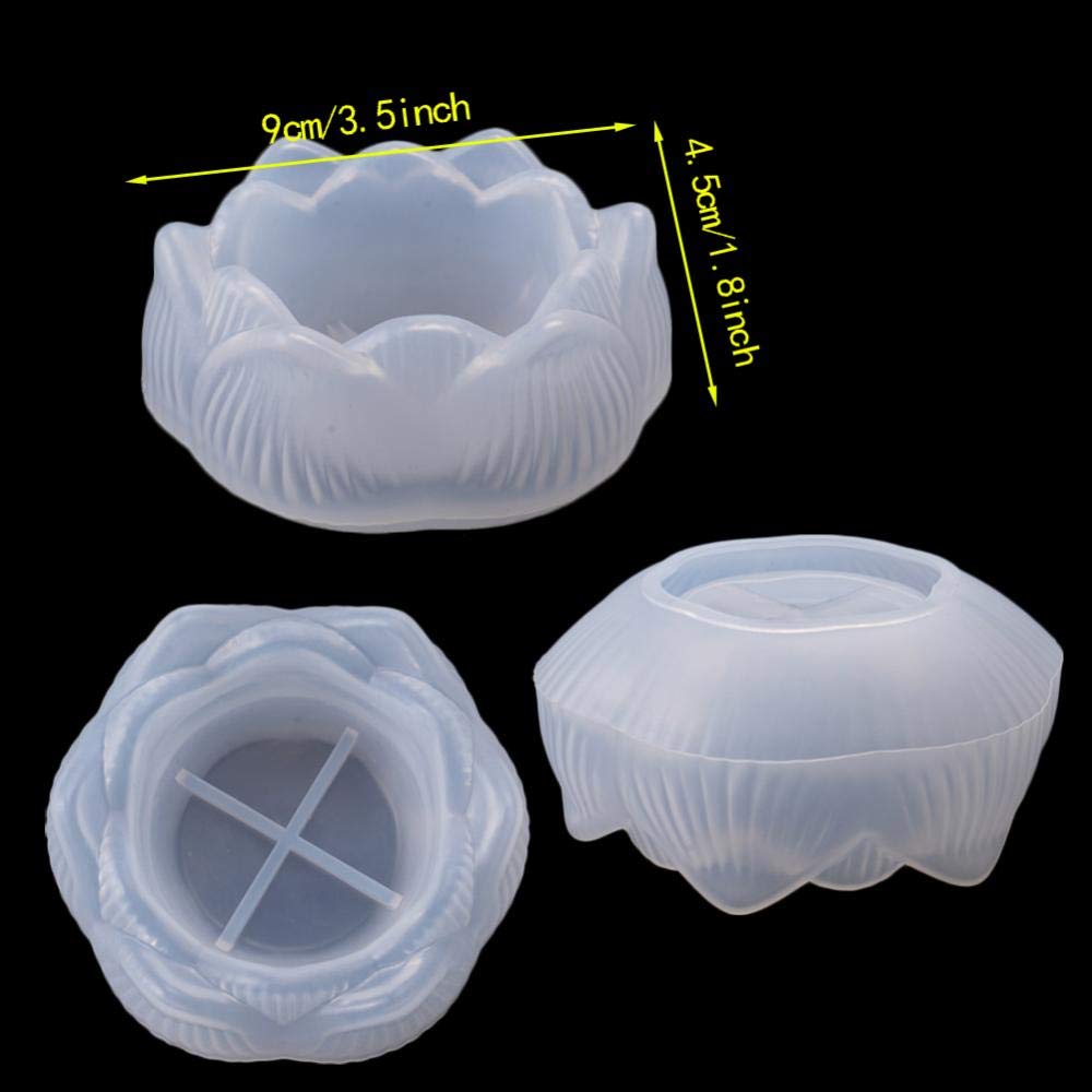 Lotus Shape Ashtray Candlestick Crystal Epoxy Mold - Handmade DIY Jewelry Resin Casting Molds for Necklace, Earrings & Beads - Clear Silicone Storage Box - Perfect for Home Decor, Crafting & Gift Making