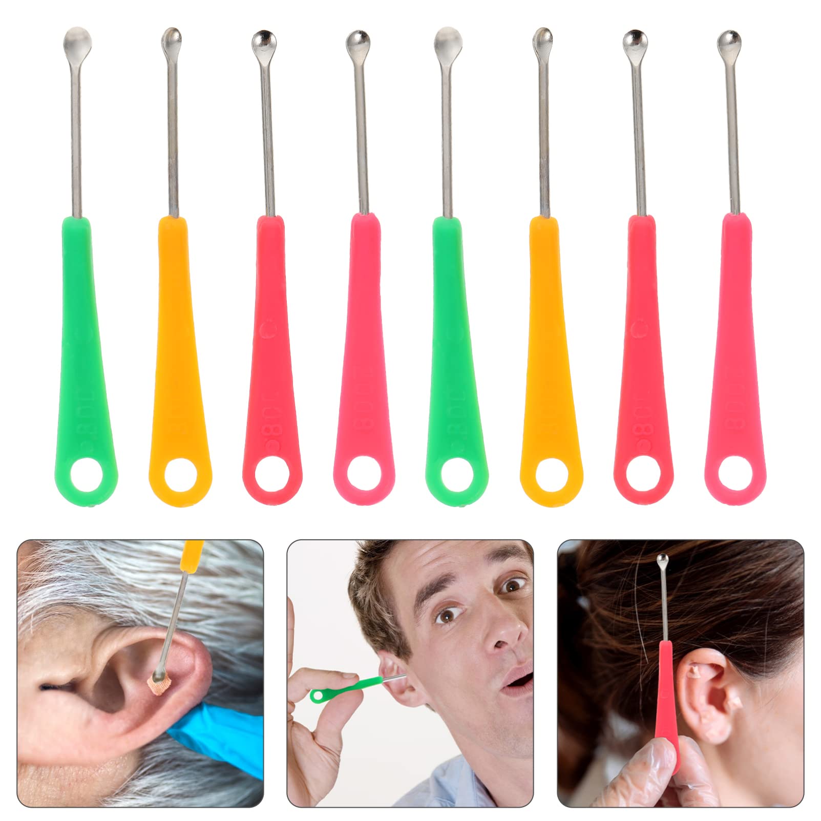 EXCEART 200pcs Stainless Steel Ear Wax Removal Kit - Ear Cleaning Scoop, Earwax Removal Spoon & Silicone Gauges for Safe Ear Canal Cleaning - Perfect for Home Hygiene, Travel & Personal Grooming Care