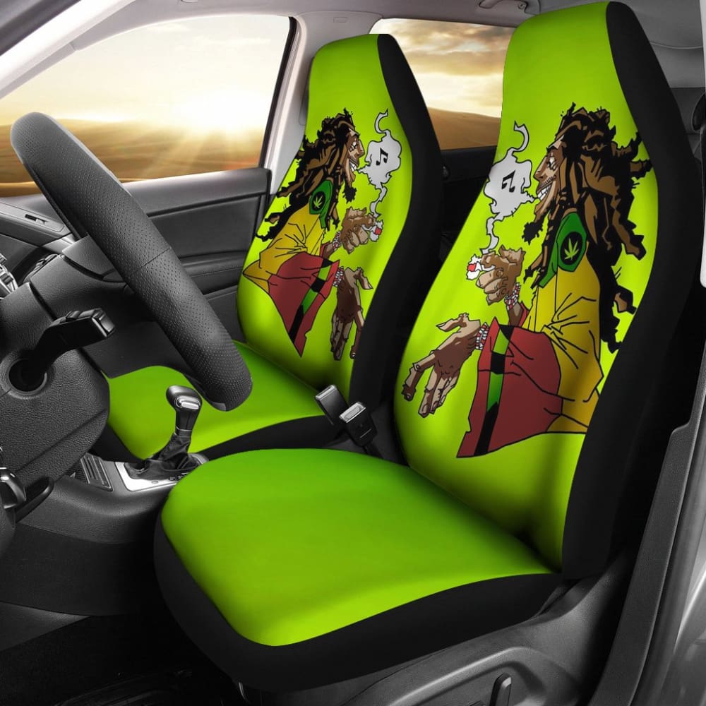 Bob Marley Rasta Car Seat Covers for Toyota, Honda, Ford - Waterproof & Durable Universal Fit - Reggae Inspired Car Accessories for Music Lovers - Perfect for Road Trips & Summer Drives