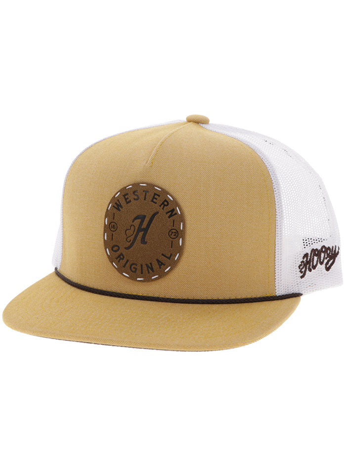 Hooey 2514T TNWH SPUR Leather Circle Patch Hat - Tan & White Cowboy Hat for Men - Perfect for Rodeo, Western Rides & Country Music Festivals