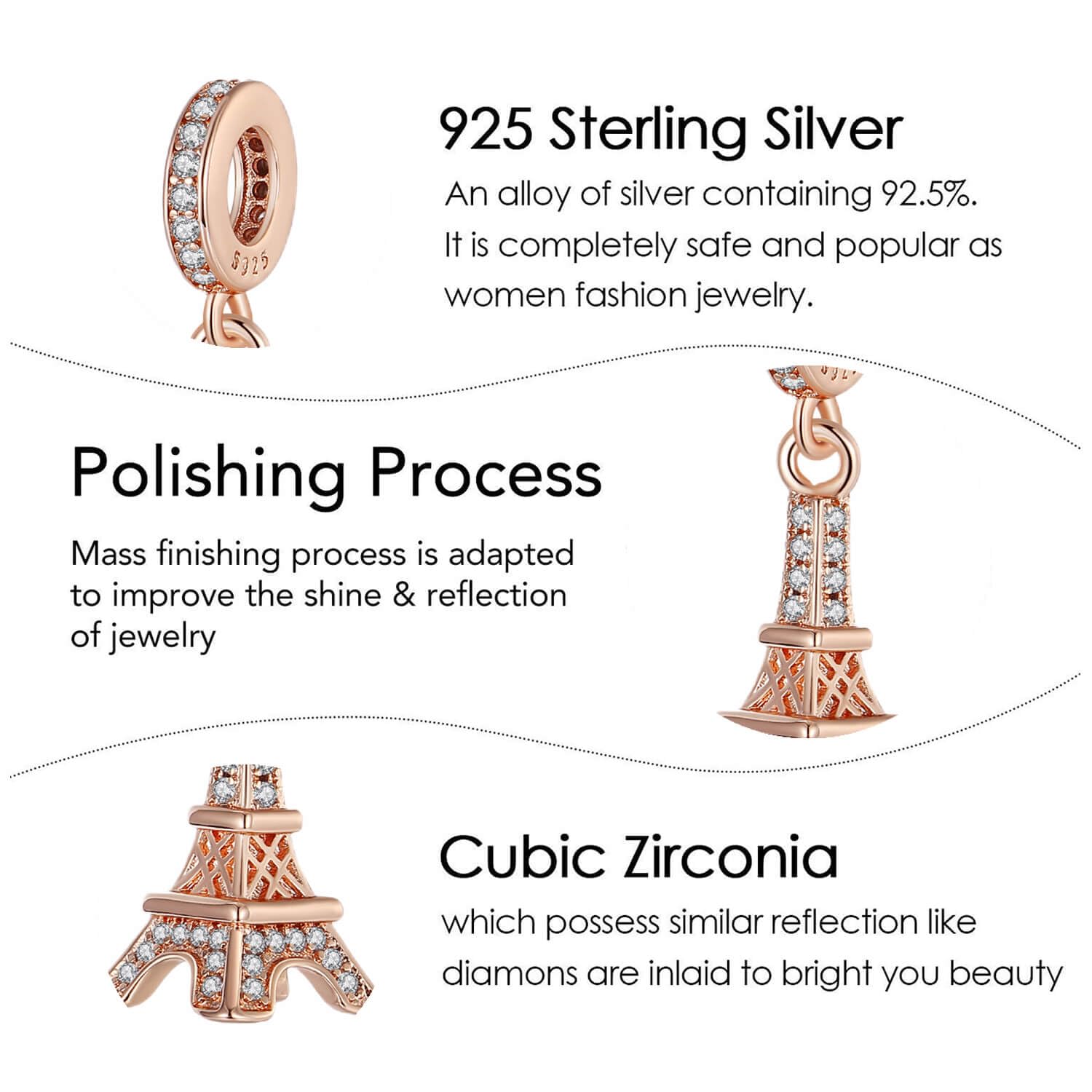925 Sterling Silver Charms for Jewelry Making - Eiffel Tower, Paw Print & Cactus Pendants for Women's Bracelets & Necklaces - Perfect Birthday Gifts & DIY Jewelry Supplies for Craft Lovers