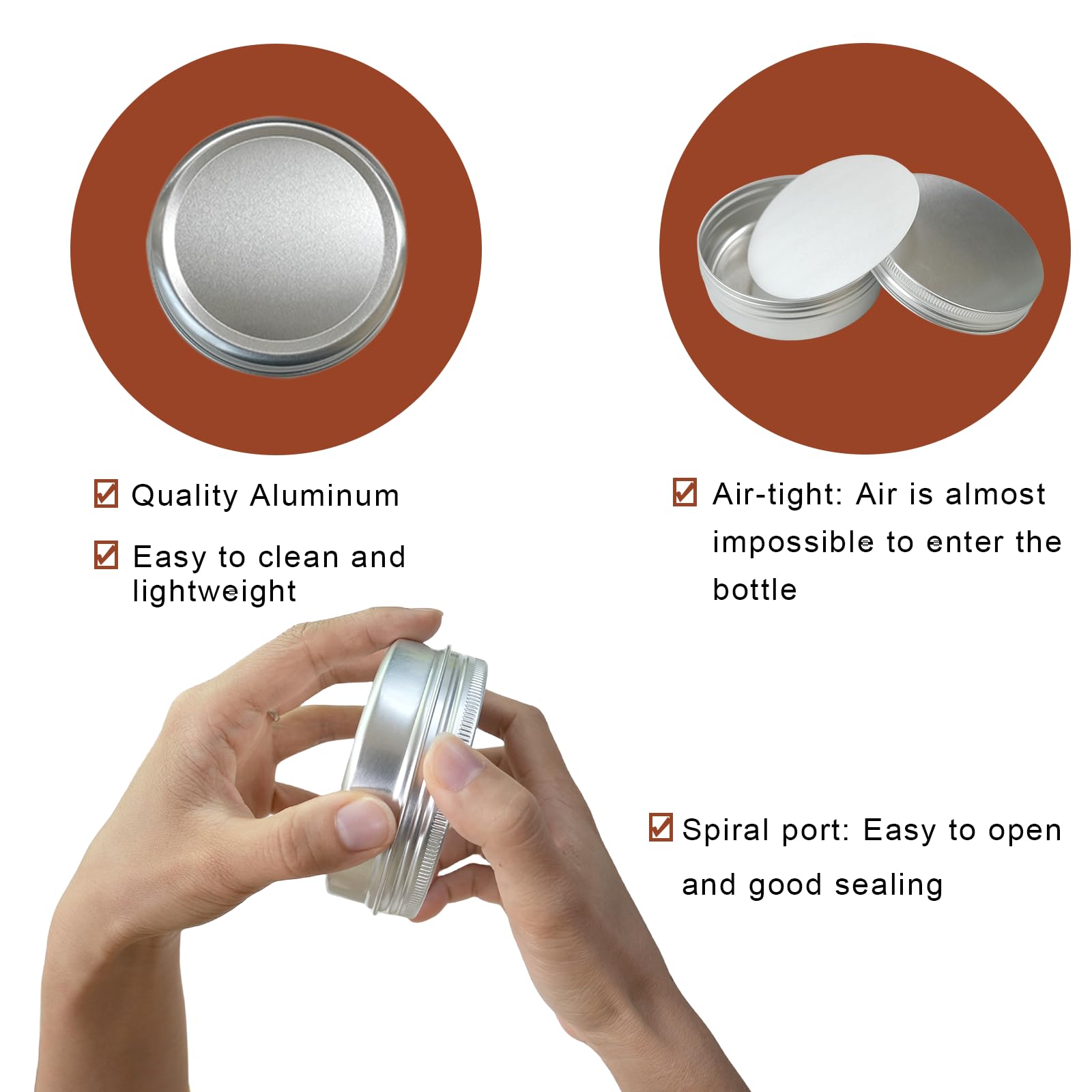 24 Pack 4oz Wide Mouth Aluminum Tin Cans with Lids - Durable Round Metal Tins for Spices, Candles, Salves & DIY Crafts - Includes Labels - Perfect for Kitchen Storage, Homemade Gifts & Craft Projects (Silver)