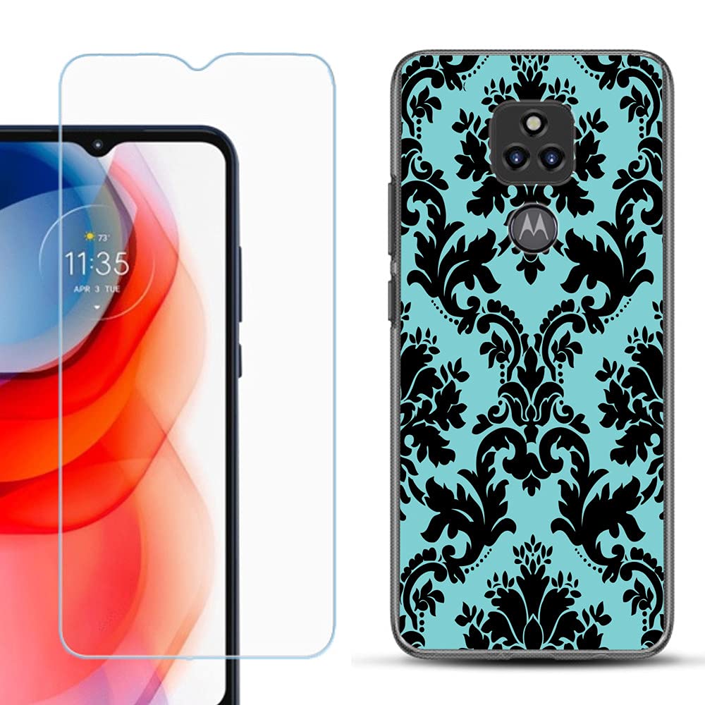 Slim TPU Case for Motorola Moto G Play 2021 - Shockproof & Screen Protector - Victorian Blue/Black for Daily Protection