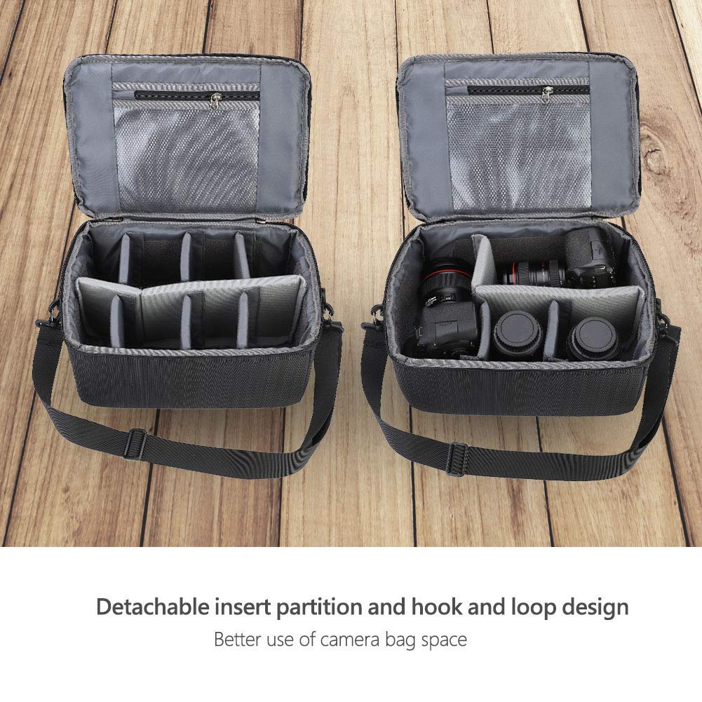 ANGGREK Portable Protective Camera Lens Case with Insert Partition & Handle - Durable Pouch for DSLR Lens Accessories (Black) - Perfect for Travel, Photography & Outdoor Shooting