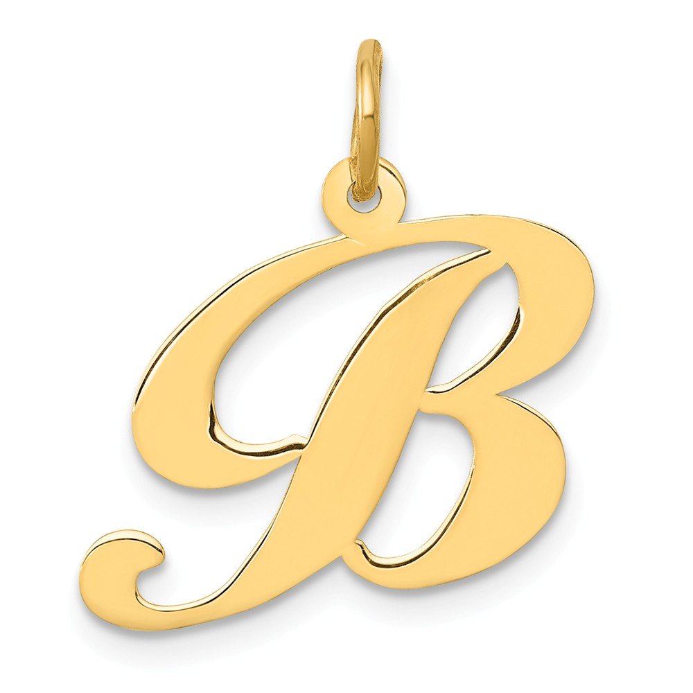 14K Gold Medium Fancy Script Initial B Charm Pendant Necklace - Personalized Jewelry Gift for Women, Perfect for Birthdays, Anniversaries & Everyday Elegance
