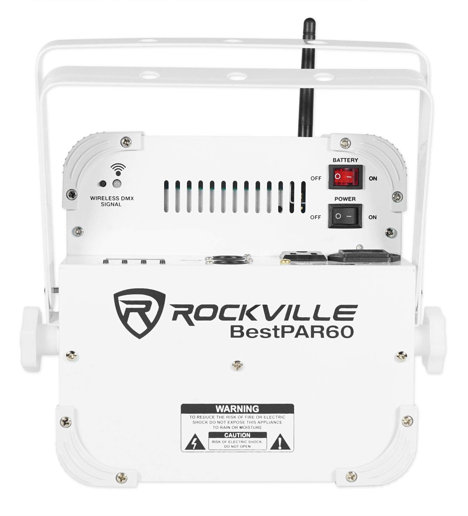 Rockville 4-Pack PAR 60 White LED Rechargeable Wash Lights with Wireless DMX Controller - Stage Lighting for Concerts, DJ Shows & Events