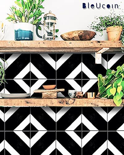 Waterproof Removable Black Peel and Stick Tile Stickers - 12
