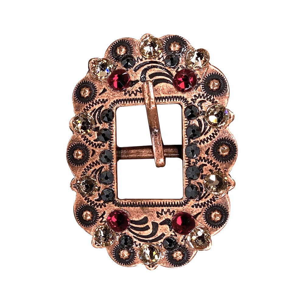 Copper Ruby Jet Champagne Crystal Conchos & Buckles - 1