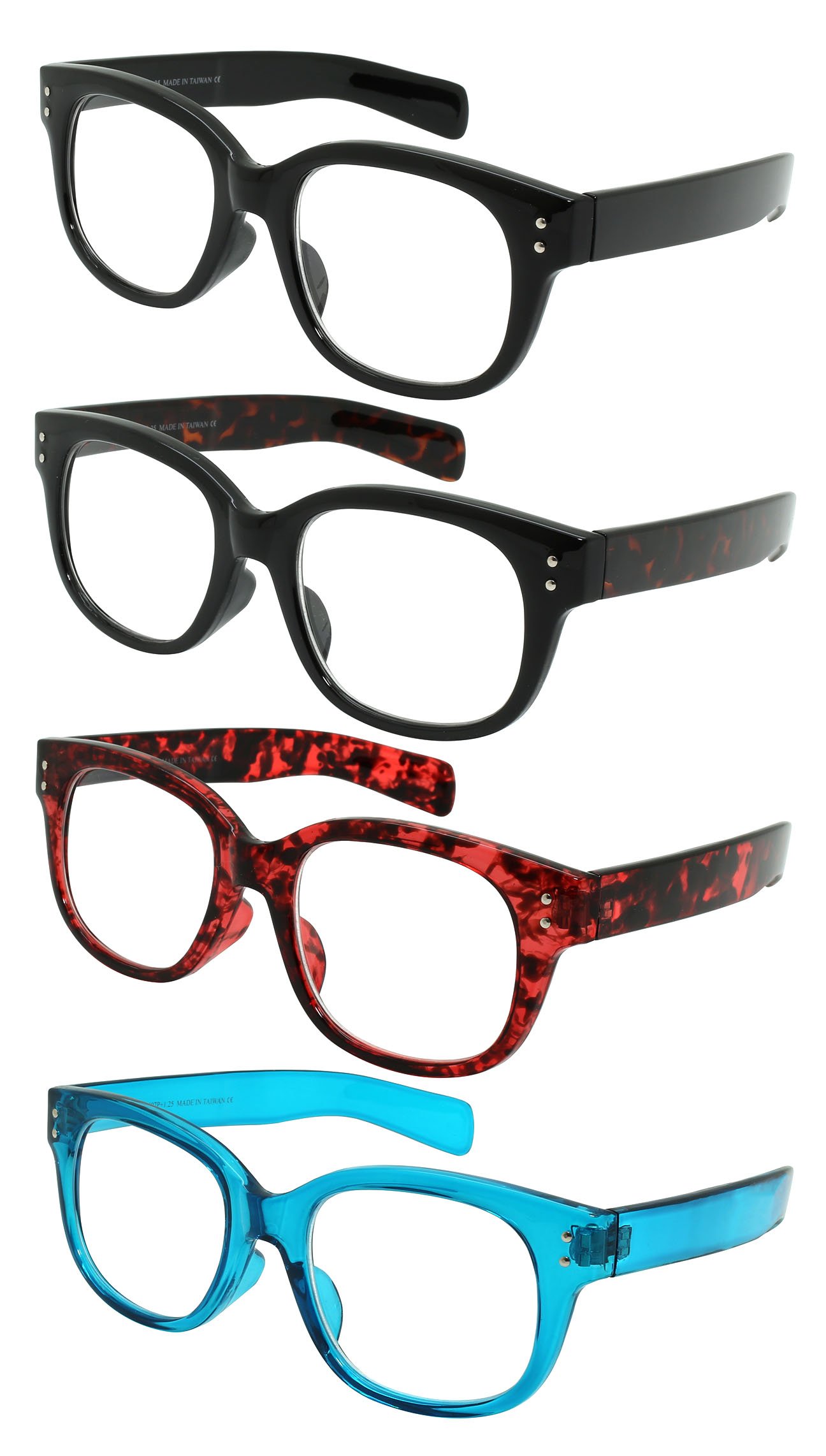 Edge I-Wear Classic Square Reading Glasses for Women & Men - Lightweight Plastic Frame Readers 39407P - Perfect for Office, Reading & Computer Work