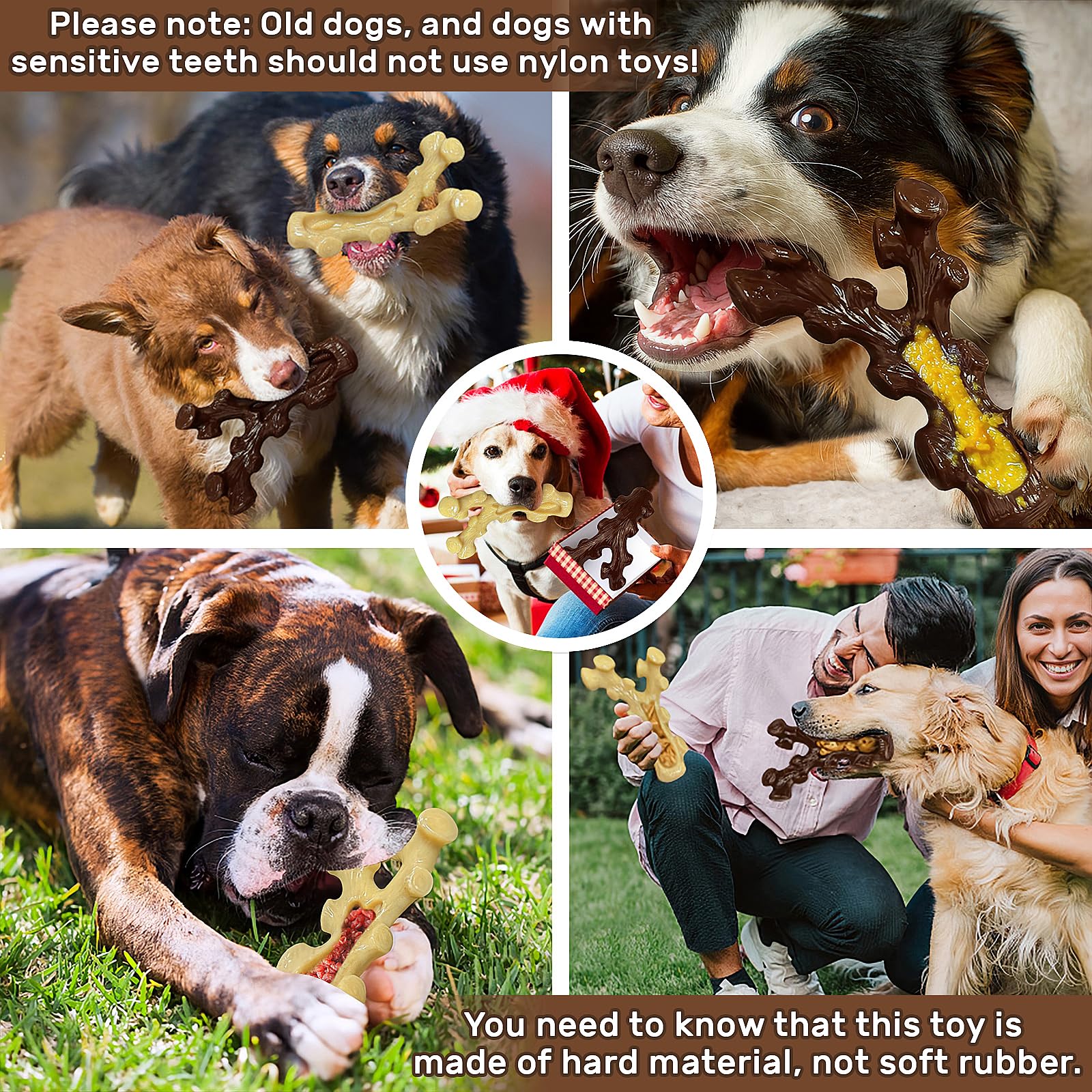 2 Pack Durable Dog Chew Toys for Aggressive Chewers - Tough Indestructible Chew Bones for Medium & Large Breed Dogs - Promotes Dental Health & Reduces Boredom - Perfect for Training, Teething & Playtime at Home or Outdoors