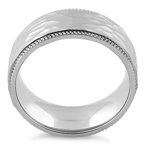 Vintage Hammered Stainless Steel Coin Edge Band Ring for Men & Women - Durable Unisex Jewelry for Everyday Wear, Weddings & Gifts
