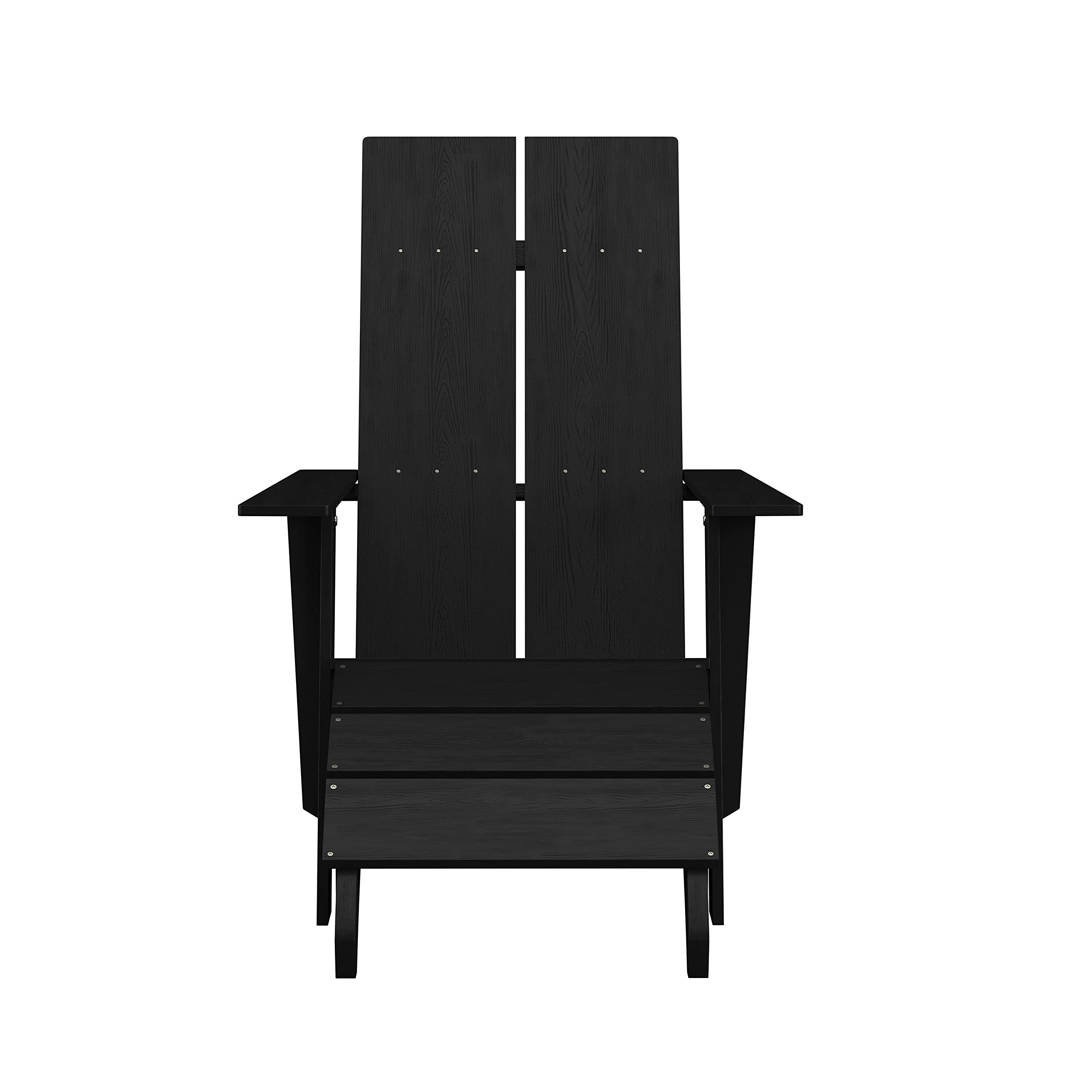 Merrick Lane Piedmont Adirondack Chair with Ottoman - Black Indoor/Outdoor Patio Chair - 2 Slat Back Design with Footrest - Perfect for Backyard, Garden, Deck & Poolside Relaxation