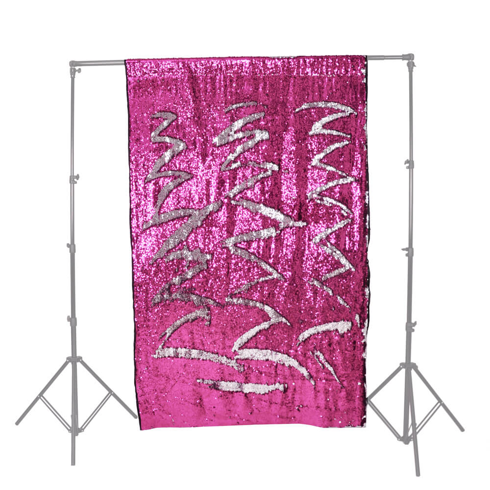 Rosy Pink & Silver Blue Sequin Wedding Photo Backdrop with Stand - Elegant Party Decor for Bridal Showers, Receptions & Anniversary Celebrations