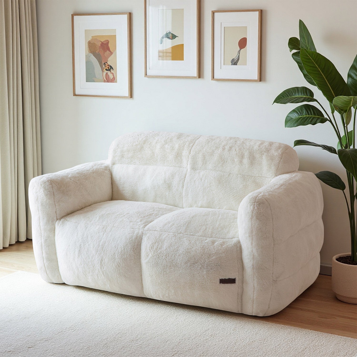 MAXYOYO Giant Bean Bag Chair - Ultra Soft Fluffy Oversized Bean Bag Sofa for Adults & Teens, Cozy Reading Nook Chair, Lounge Chair for Bedroom, Living Room, Dorm - Beige (Perfect for Relaxing, Gaming & Movie Nights)