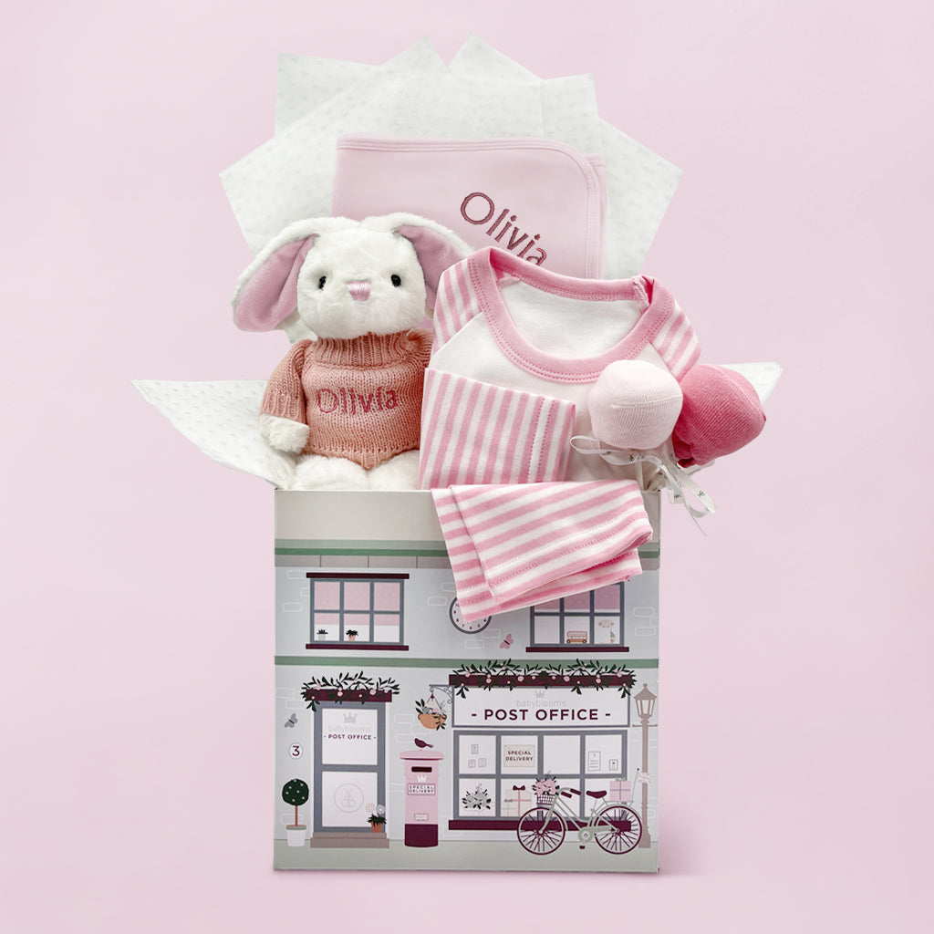 Little Bunny Snuggle Hamper - Soft Pink Baby Laundry Basket with Cute Rabbit Design | Perfect for Nursery, Baby Shower Gift & Kids' Room Organization