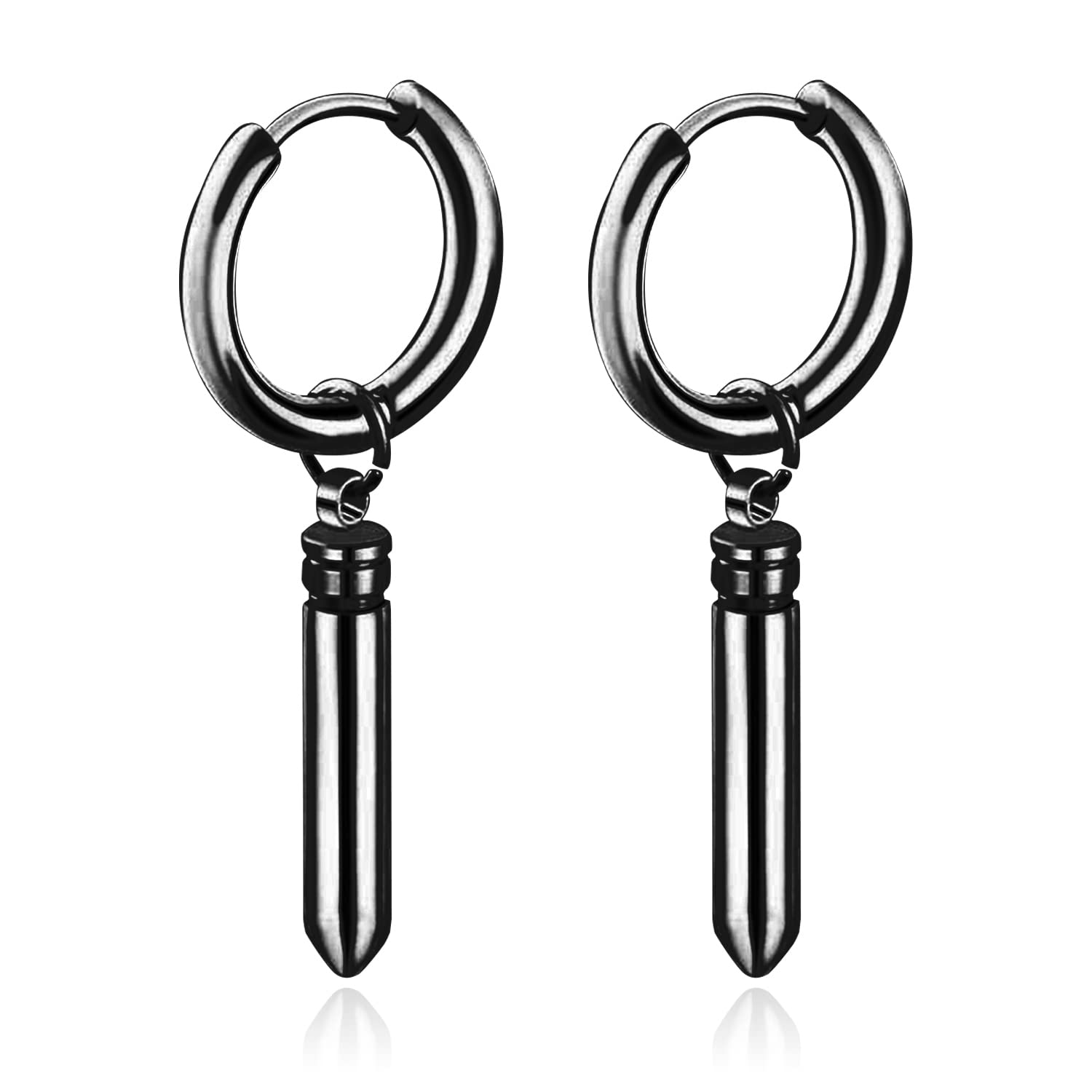 Men's Punk Spike Dangle Hoop Earrings - Gothic Stainless Steel Skeleton Stud Earrings for Women & Girls | Gothic Jewelry, Statement Accessories for Concerts, Parties & Alternative Fashion