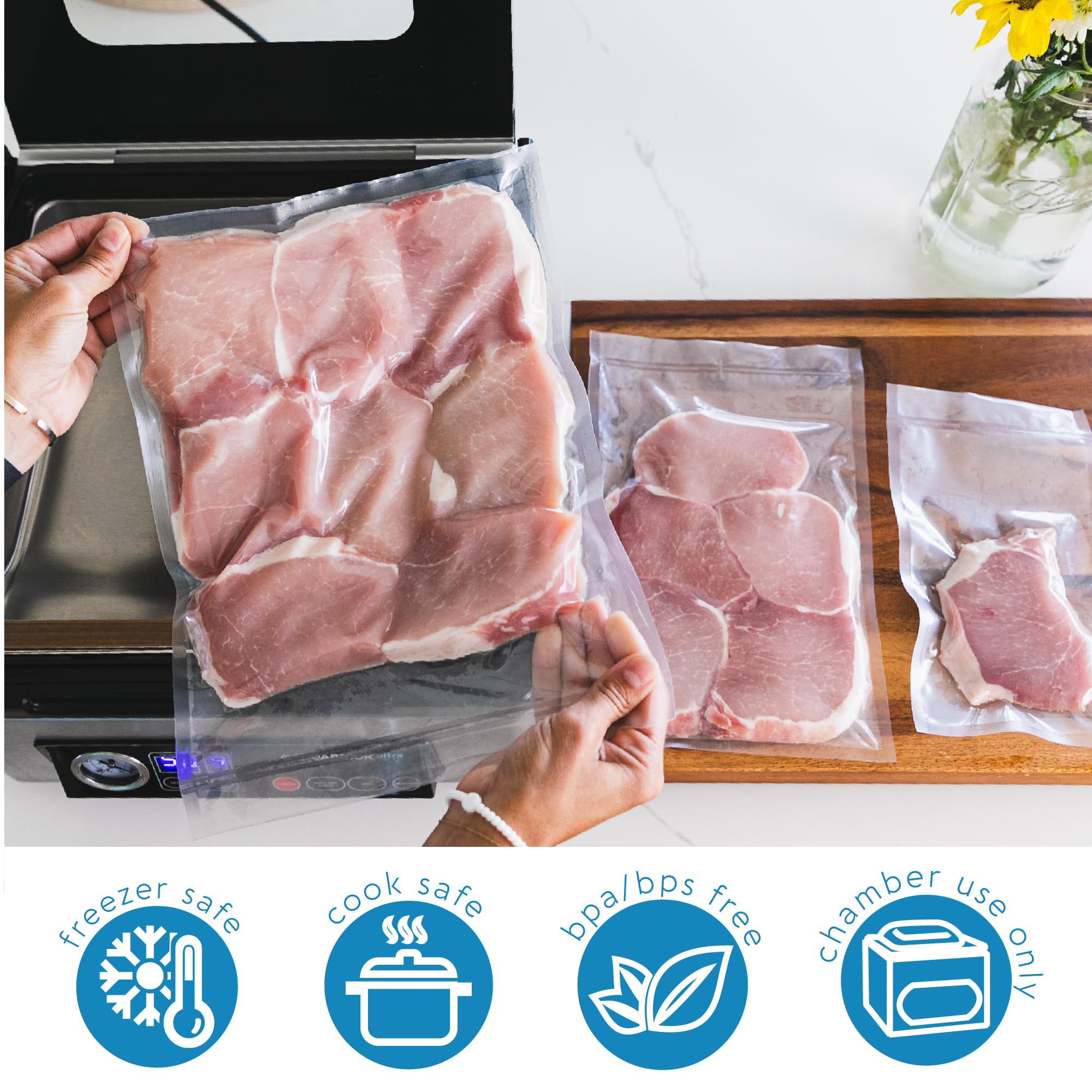 Avid Armor 3.5mil Heavy Duty Vacuum Sealer Bags - BPA-Free Chamber Sealer Pouches, Pre-Cut 6