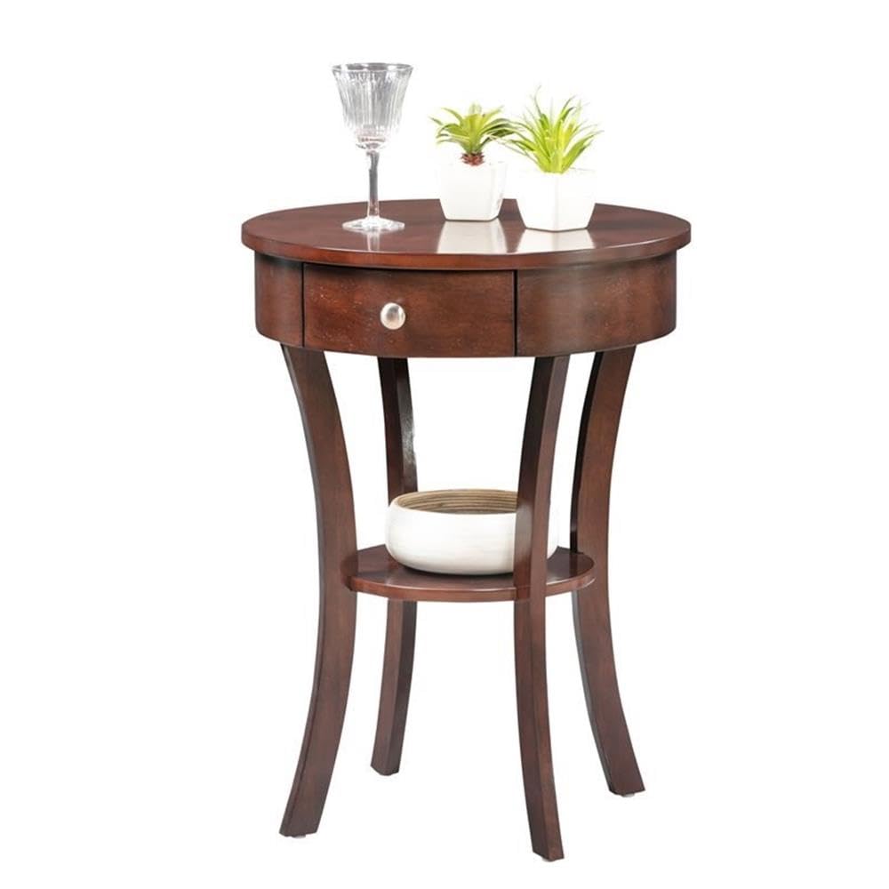 Home Square 1-Drawer End Table with Shelf in Espresso Wood Finish - Set of 2 | Modern Nightstand with Storage for Bedroom, Living Room & Office | Space-Saving Side Table for Small Spaces