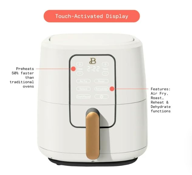 6QT Digital Air Fryer with Touchscreen - Fast Preheat, 4-in-1 Cooking Functions (Bake, Roast, Grill, Reheat) - 5lb Capacity - Perfect for Family Meals & Healthy Snacks