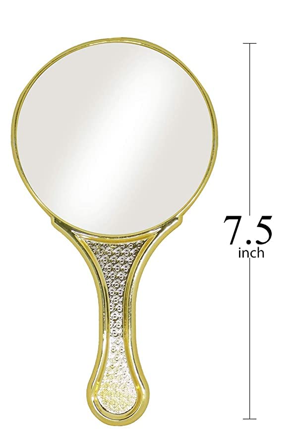 BAAL Golden Vanity Makeup Mirror with Handle for Women & Girls - Perfect for Home, Travel, and Professional Makeup Application