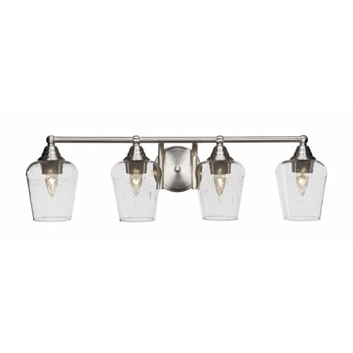 Toltec Lighting Paramount 4-Light Bathroom Vanity Light Bar in Brushed Nickel (3424-BN-210) - Perfect for Bathroom, Powder Room & Dressing Room Lighting