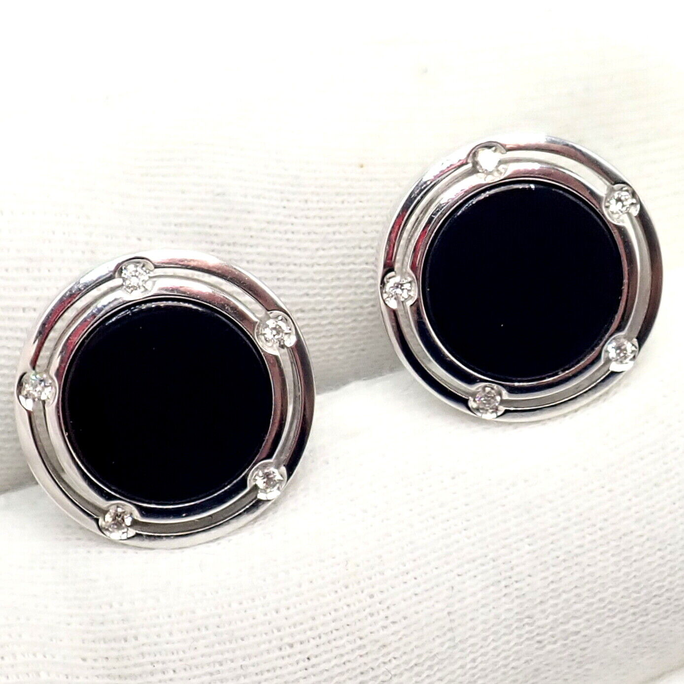 Authentic Damiani Brad Pitt 18k White Gold Diamond Black Onyx Cufflinks for Men - Luxury Gift for Weddings, Business & Formal Events