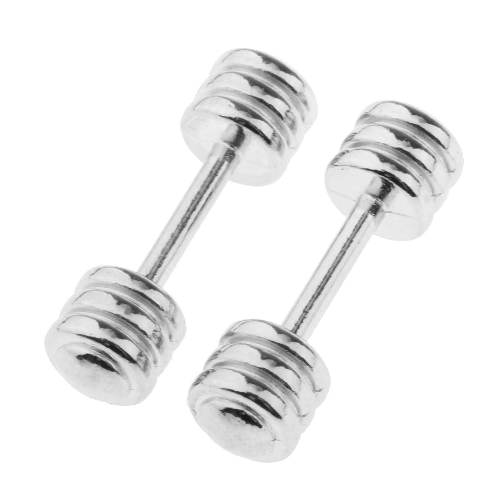Simhoa 1/12 Scale Miniature Alloy Dumbbell Set - Realistic Gym Equipment for Dollhouse, Model Train Layouts & Miniature Fitness Scenes - Perfect for Collectors and Hobbyists