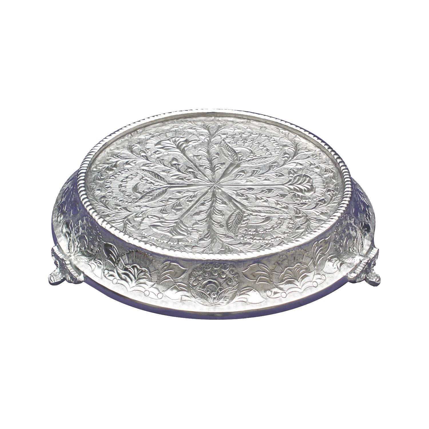 Handcrafted 18-Inch Round Silver Wedding Cake Stand - Embossed & Durable Tapered Design for Weddings, Anniversaries & Special Events | Perfect for Tiered Cakes, Dessert Displays & Centerpieces