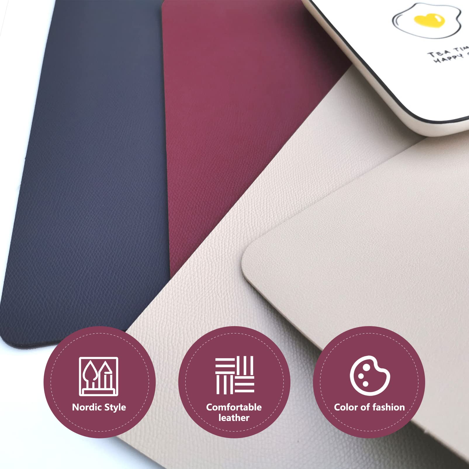 Premium PU Leather Placemats Set of 6 - Heat Resistant & Non-Slip Table Mats for Kitchen & Dining - Waterproof, Stain Resistant, Easy to Clean - Perfect for Indoor & Outdoor Use - Ideal for Dinner Parties, BBQs, and Everyday Dining
