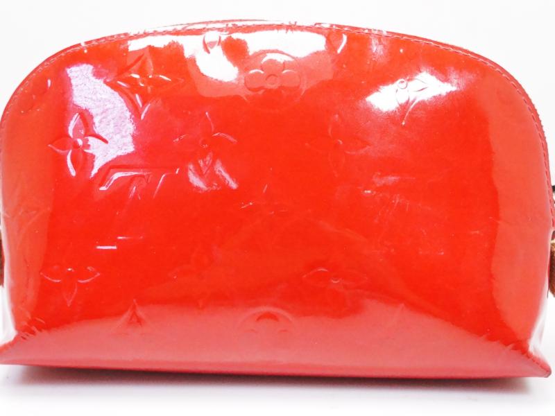 Authentic Pre-Owned Louis Vuitton Vernis Pomme D'Amour Red Cosmetic Pouch Bag M91496 - Vintage Luxury Makeup Bag for Women, Perfect for Travel & Evening Events