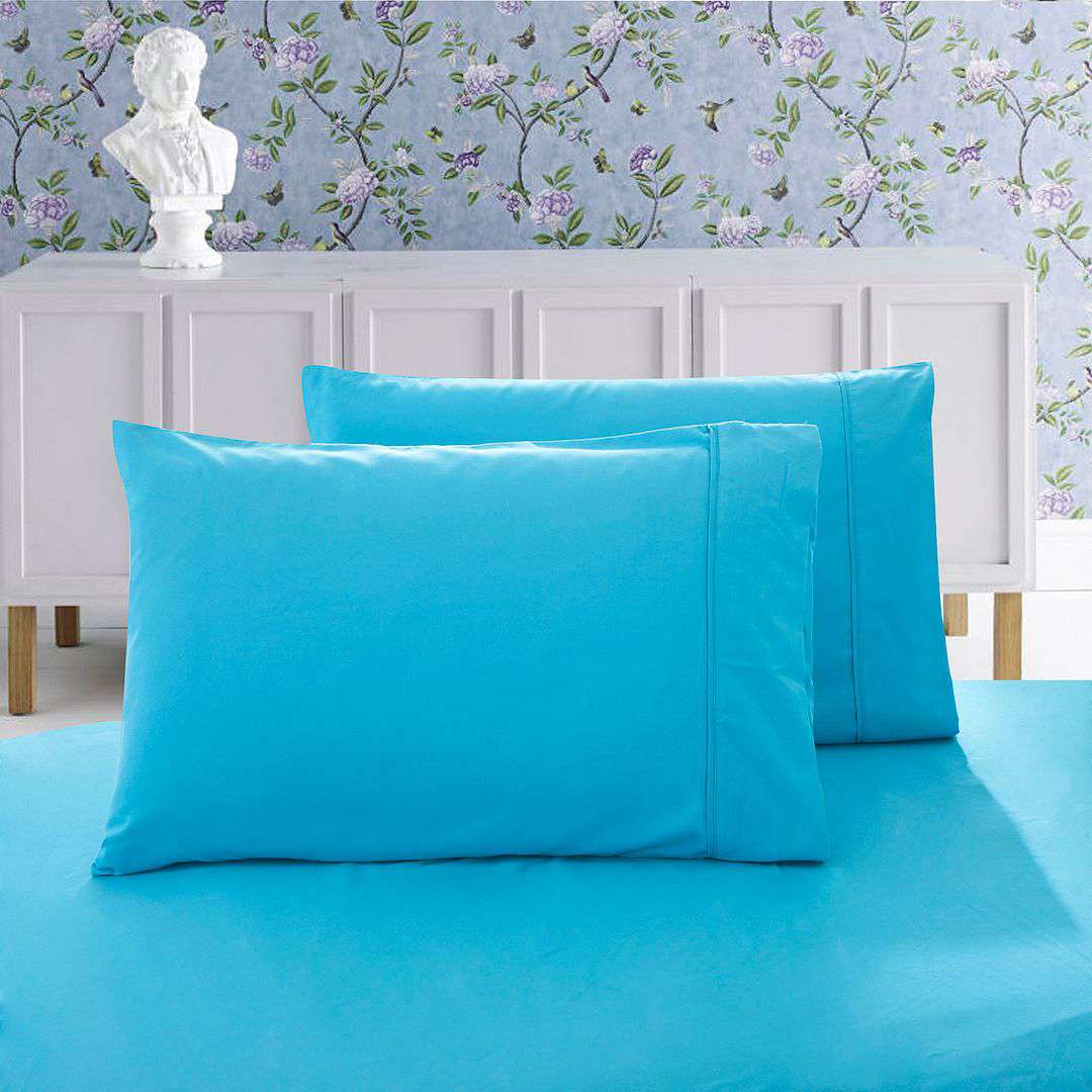 Premium 1000TC Ultra Soft Queen Size Pillowcases (2 Pack) - Light Blue - Luxury Bedding for Hotels, Home & Guest Rooms