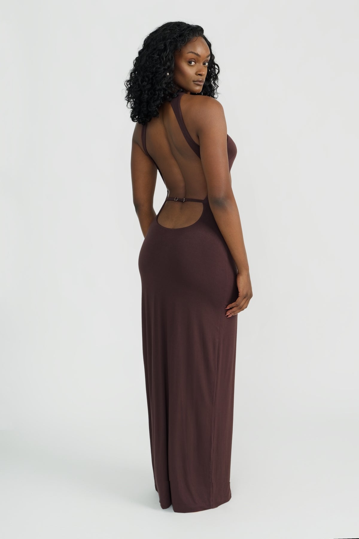 Elegant Capri Maxi Dress in Chocolate Brown - Perfect for Summer Beach Vacations & Casual Outings