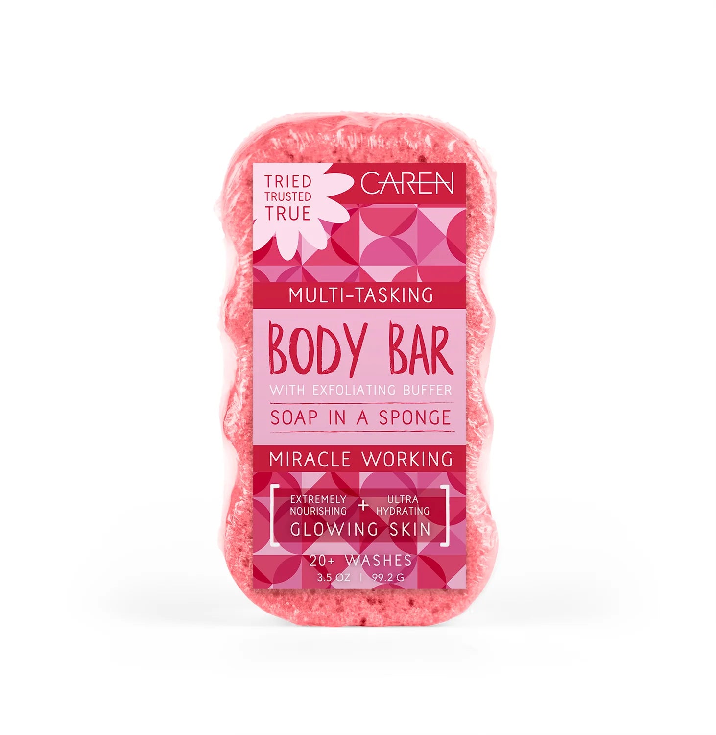 Caren Pretty Pink Body Bar - Moisturizing Soap for Dry Skin, Handmade Natural Skincare - Perfect for Shower, Bath & Gift Giving