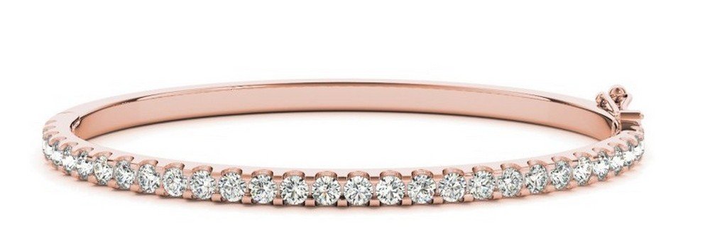 14K Rose Gold Diamond Bangle Bracelet for Women - Elegant Stackable Tennis Bracelet, Dainty Fine Jewelry Gift for Anniversary, Valentine's Day & Special Occasions