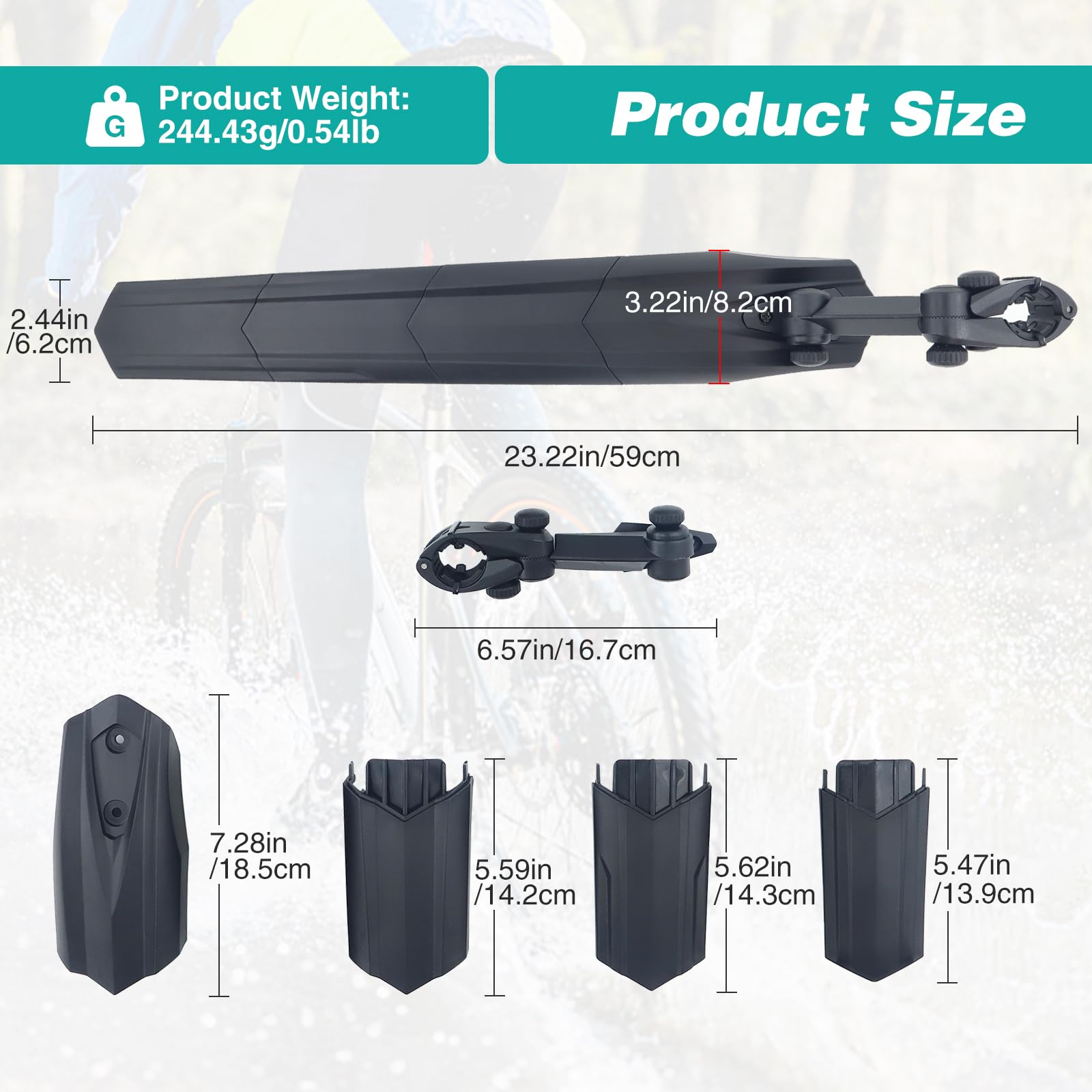24/26/27.5 Inch Bike Fender Set - Universal Front & Rear Mudguards for Mountain, MTB & Road Bicycles - Perfect for Wet Weather Commuting & Off-Road Cycling Protection