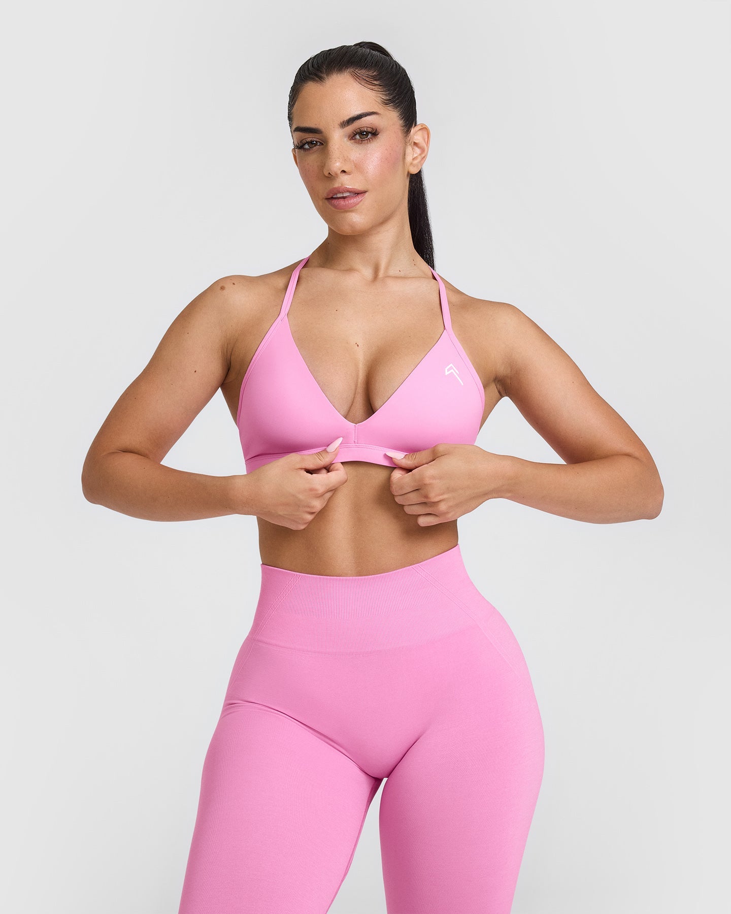 Ultra Soft Micro V Neck Bralette - Seamless Wireless Comfort Bra in Power Pink | Yoga, Lounge & Everyday Wear