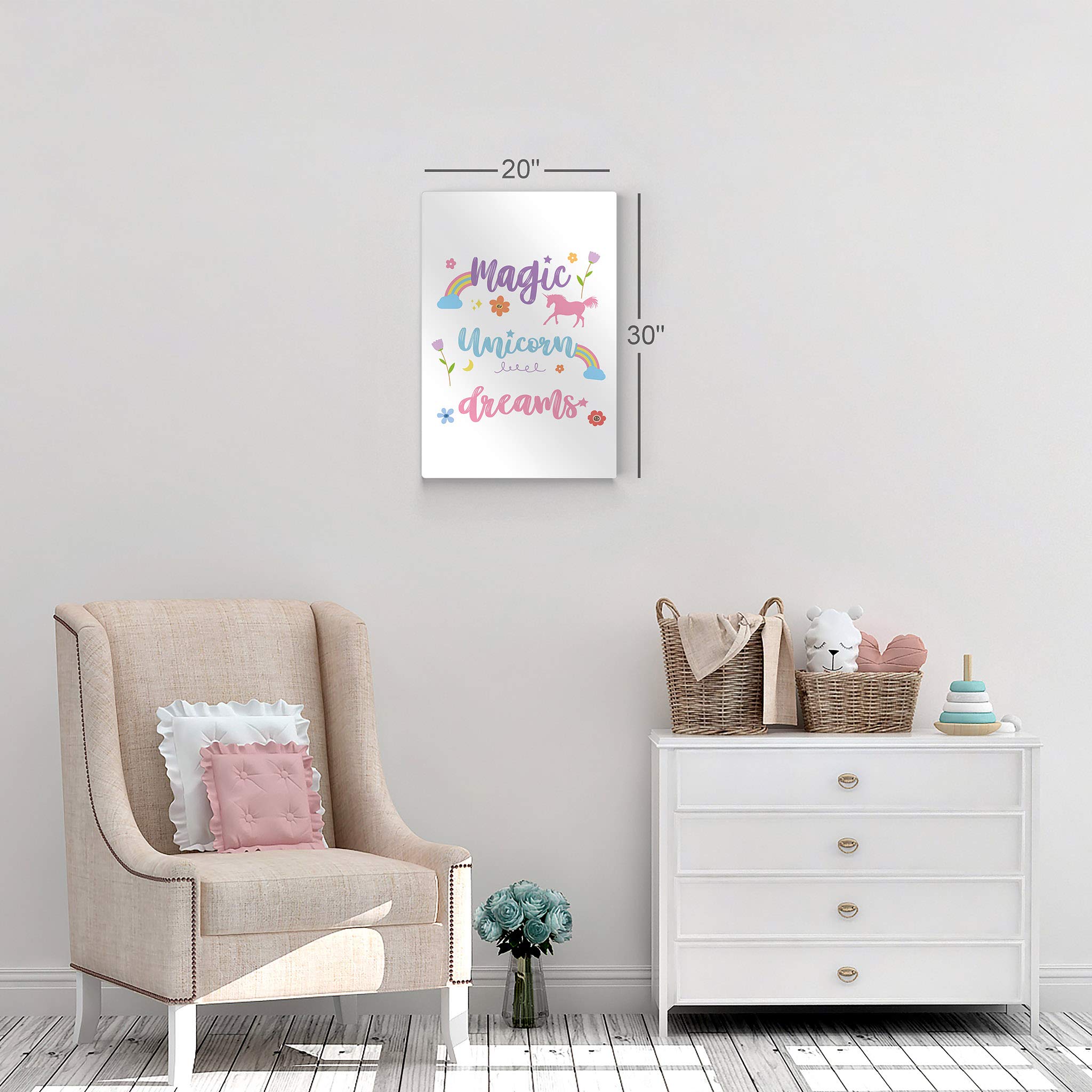 Magic Unicorn Dreams Quote Metal Wall Art - 40x30 Inch Kids Room Decor, Nursery Decor, Baby Gift with White Background | Made in USA | Perfect for Bedroom, Playroom & Birthday Presents