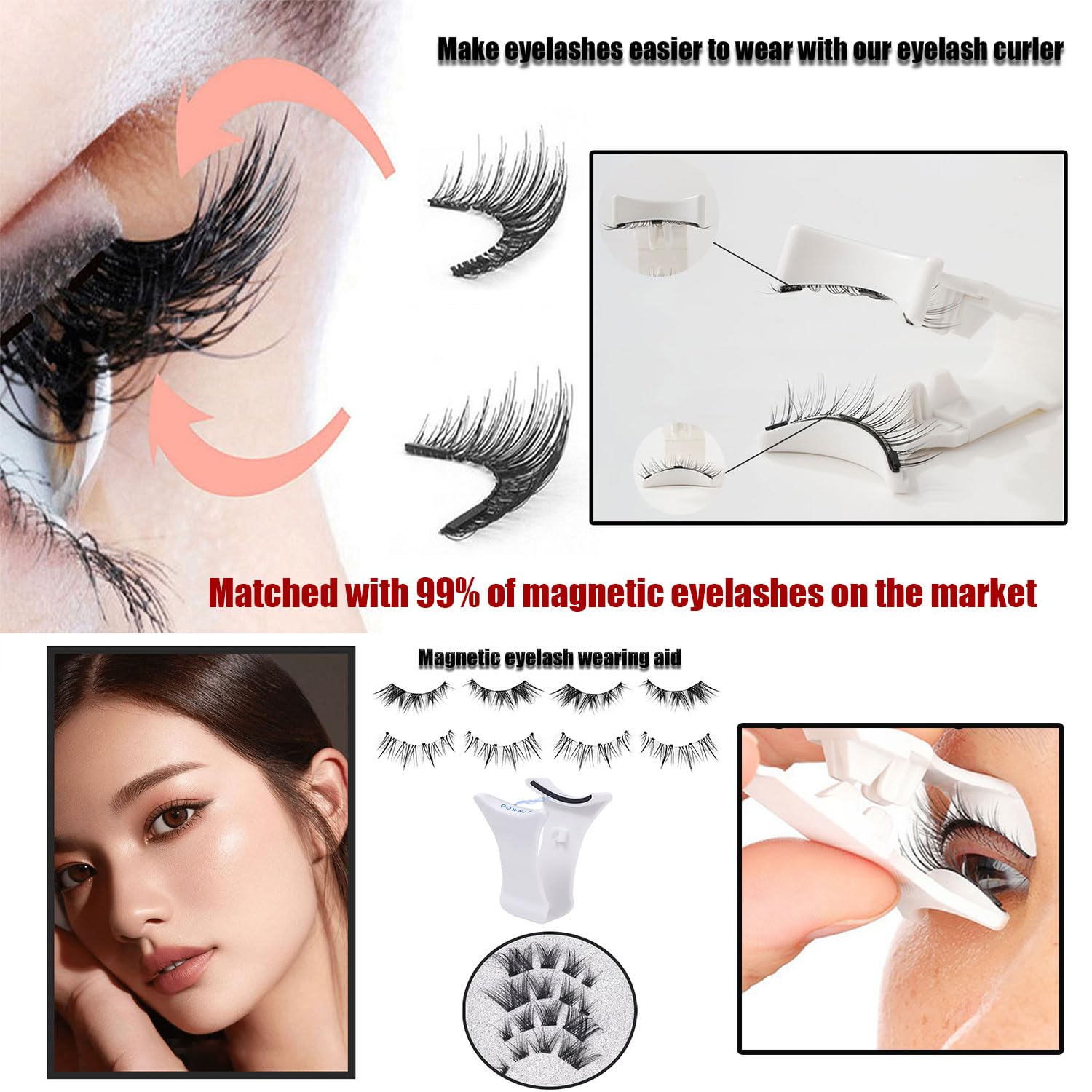 Magnetic Eyelash Curler Set - 3 Piece Magnetic Eyelash Applicator Tool with Tweezers for Easy False Lash Application | Perfect for Daily Makeup, Special Occasions & Professional Salon Use