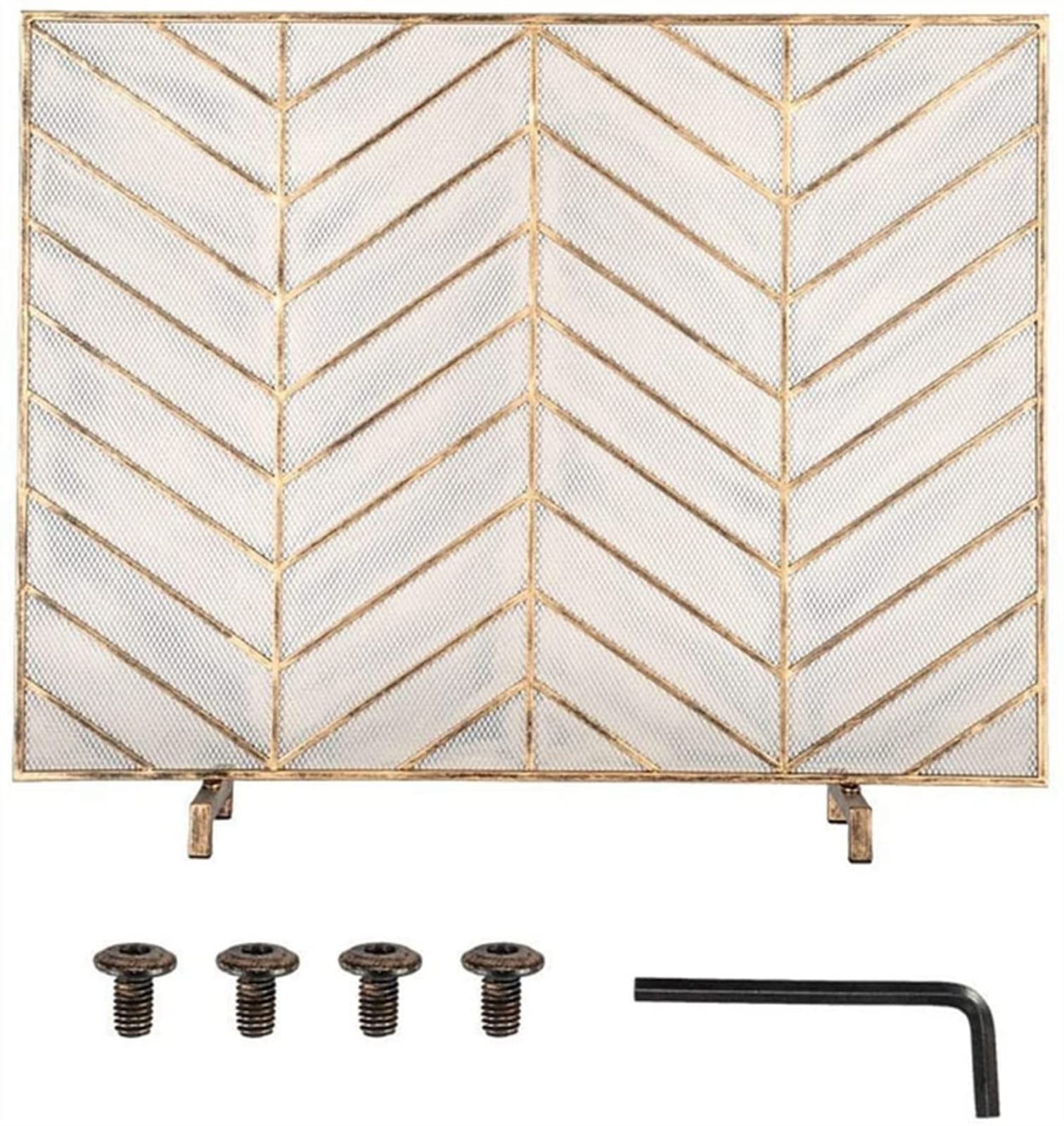 Ornate Wrought Iron Fireplace Screen - Free Standing Stove Fire Guard with Rustic Western Design for Home Decor | Perfect for Living Rooms, Cabins & Country Style Houses