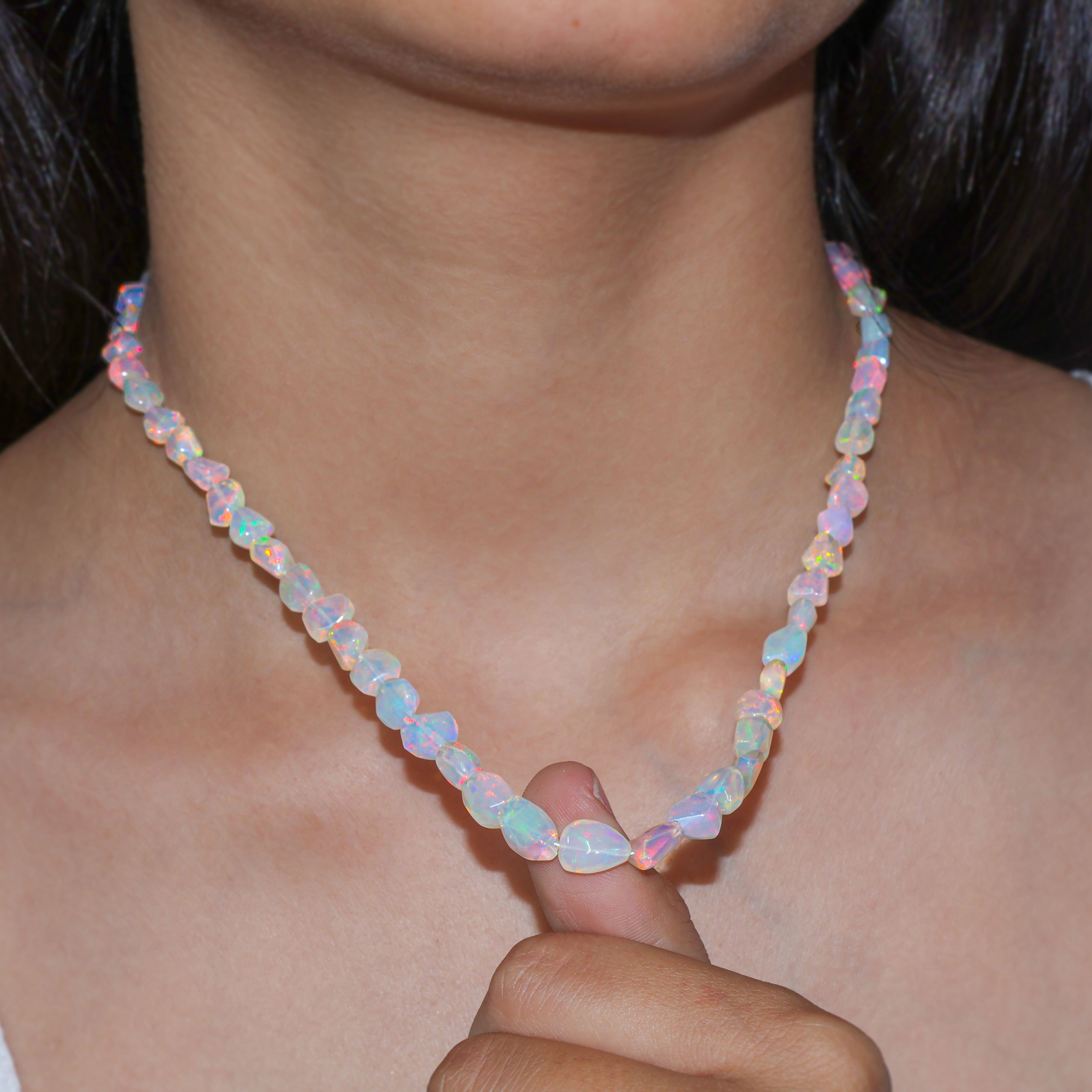 White Opal Tumble Necklace – Elegant Gemstone Jewelry for Women | Perfect for Everyday Wear, Gifts & Special Occasions
